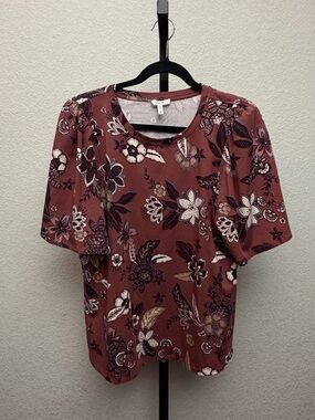 Maurice’s Women’s Floral Short-Sleeve Top - Mauve Floral